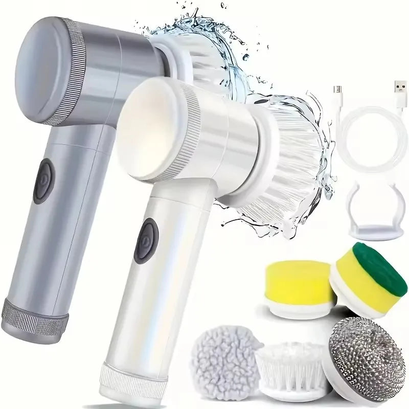 Cordless Spin Scrubber - 5 Interchangeable Brush Heads